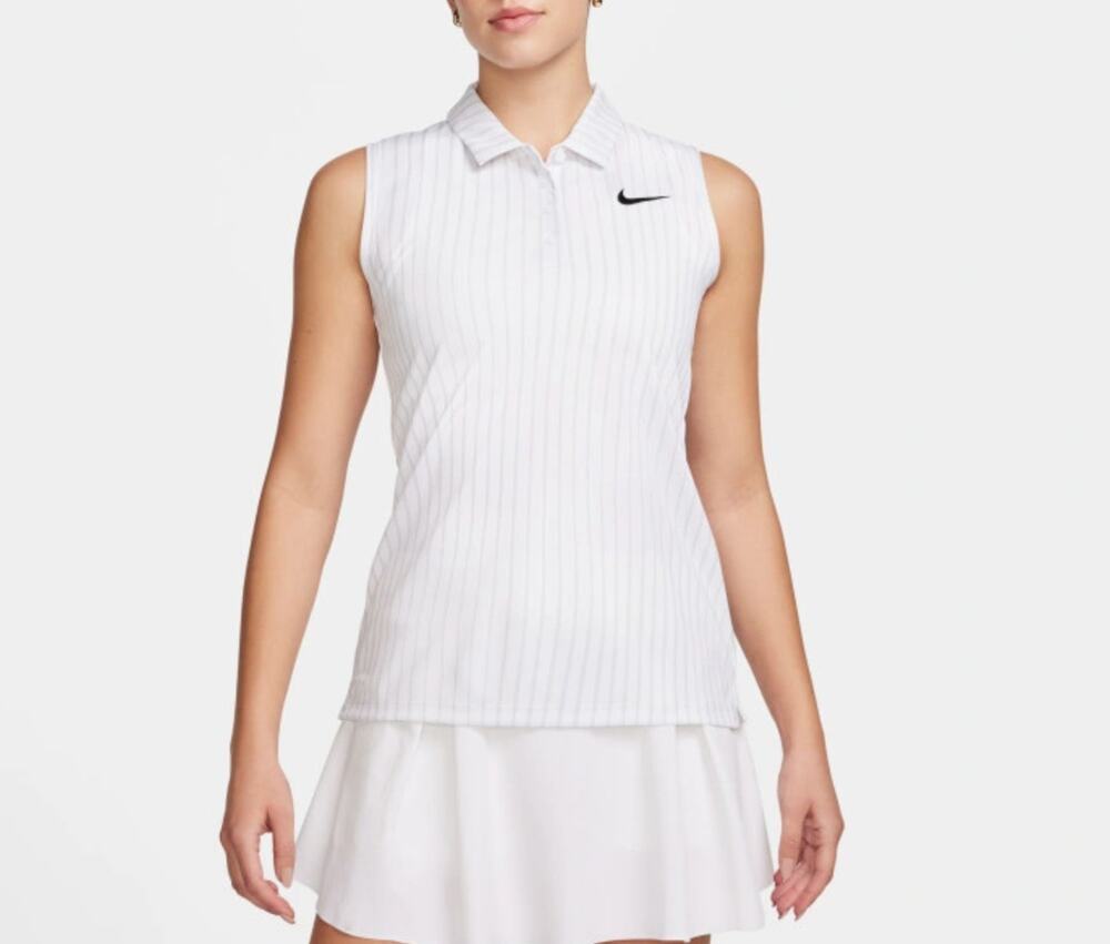 Nike Victory Dri-FIT Sleeveless Striped Golf Polo Women's L FD6697-100